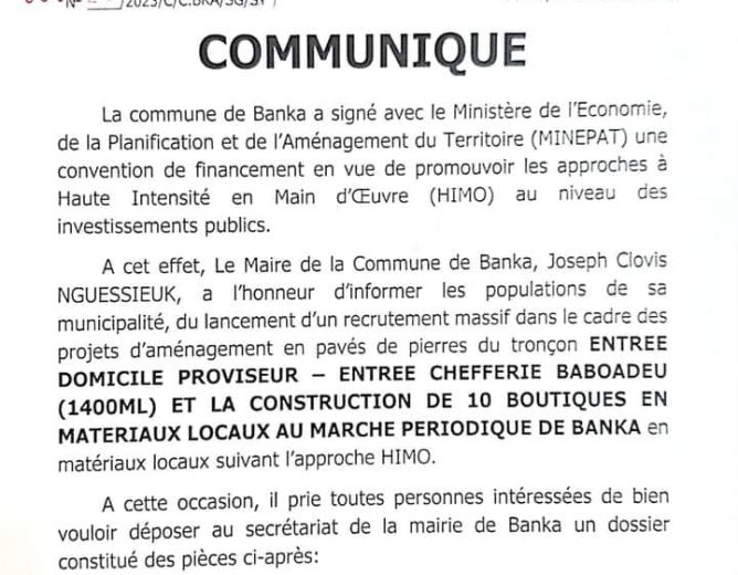 Banka : le projet routier Cathédrale – Folentcha se poursuit
